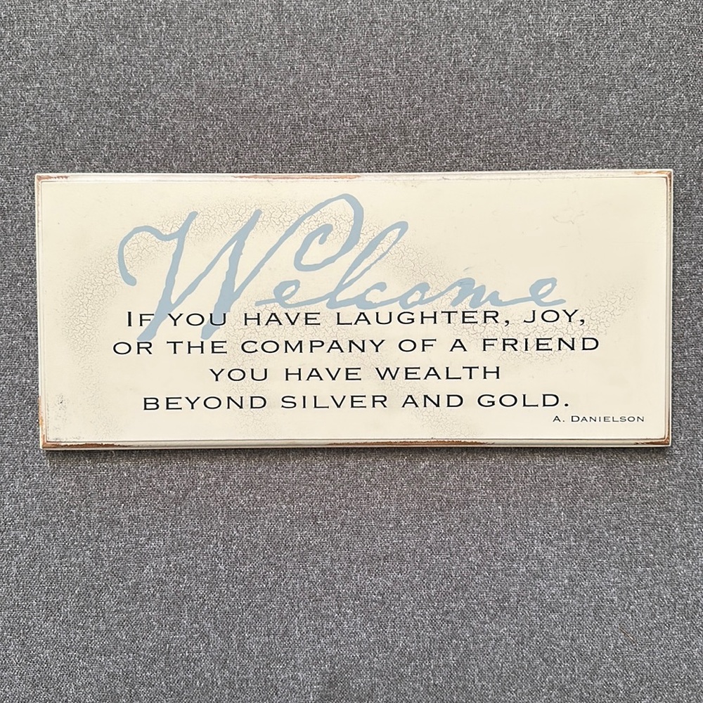 Wall Decor Welcome Sign, cream colored sign